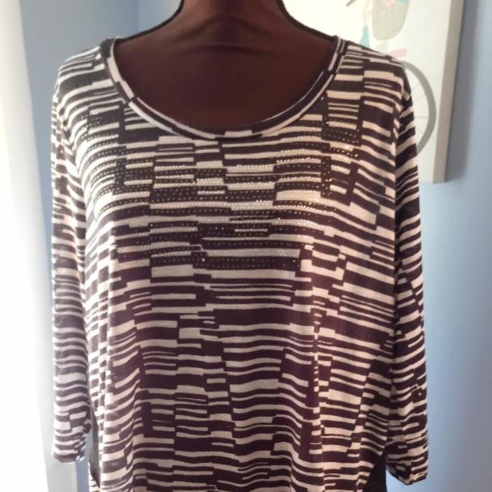 Womens French Blue 3/4 Sleeve Plus